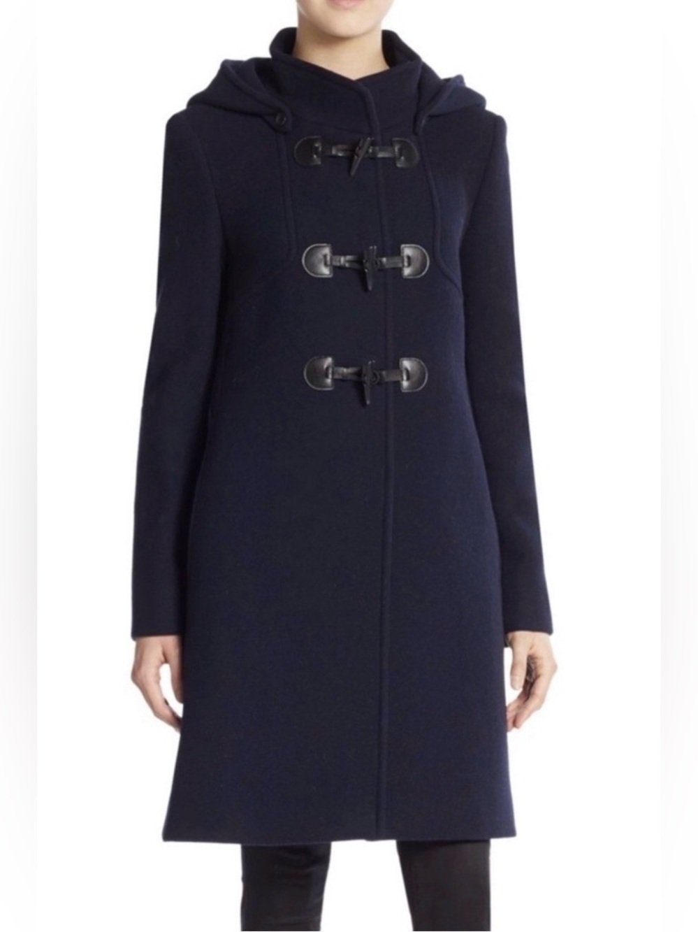 Cinzia Rocca Icons Wool Cashmere Toggle Coat Navy Blue Size 4